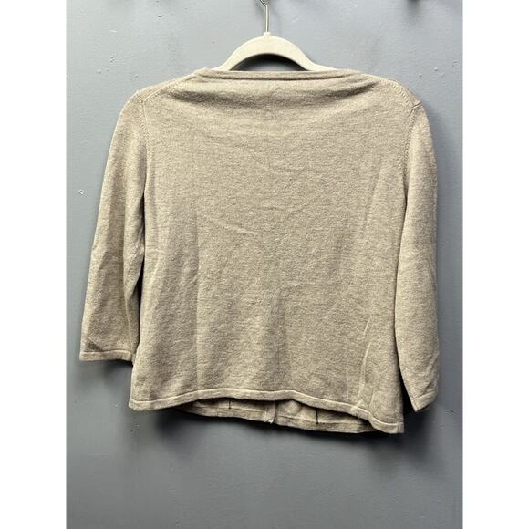 J Jill Cardigan Womens Small Lambs Wool Angora Cashmere Blend Floral cropped Tan - Picture 2 of 7